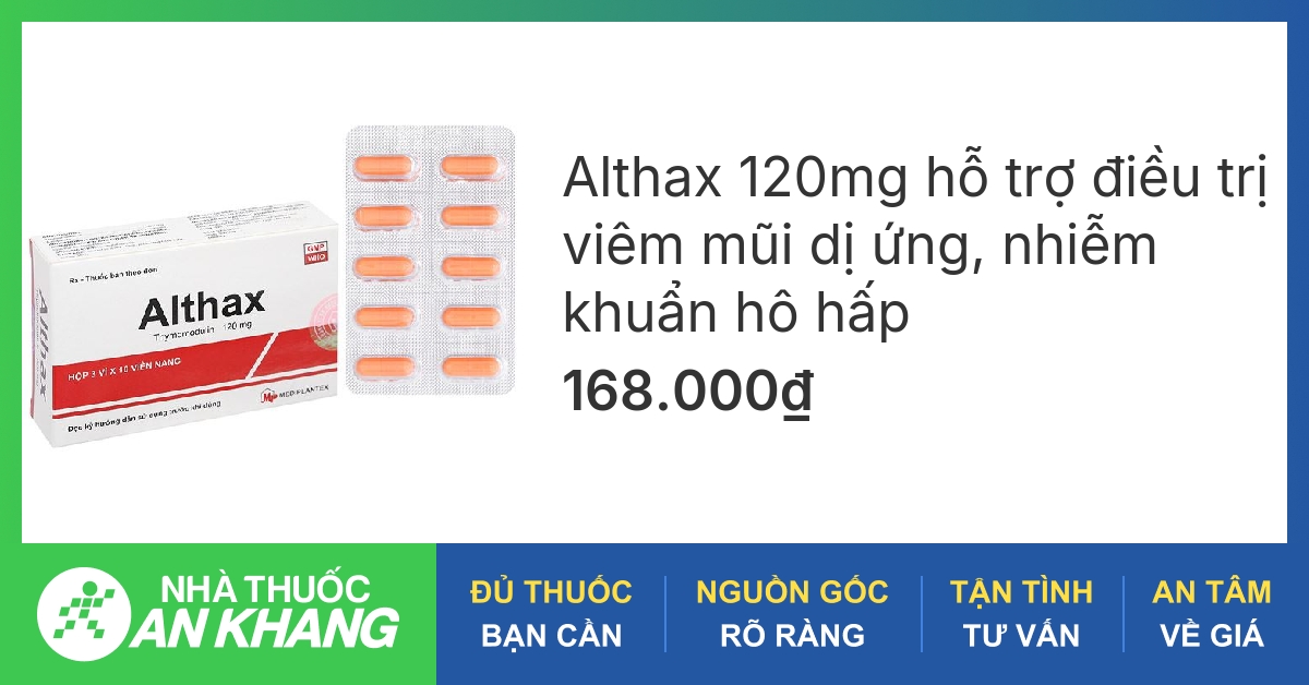 Althax 120mg hỗ trợ điều trị viêm mũi dị ứng, nhiễm khuẩn hô hấp (3 vỉ ...