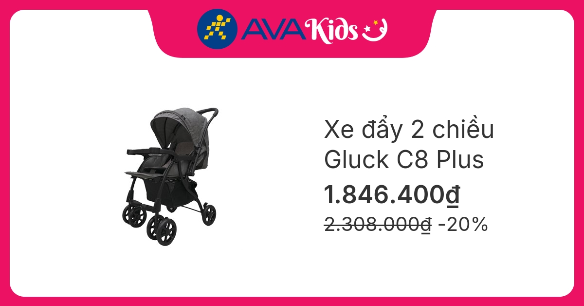 Xe đẩy 2 chiều gấp gọn Gluck C8 Plus (0 - 5 tuổi) - Màu xám