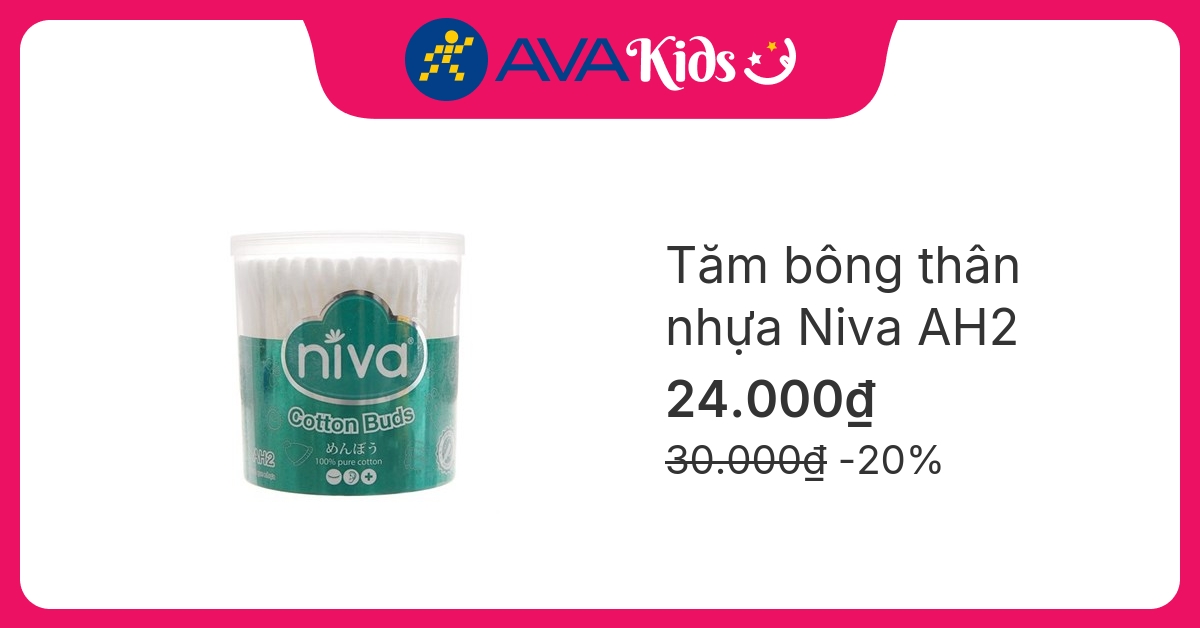 Tăm bông thân nhựa Niva AH2 đầu tròn và đầu xoắn hũ 200 cây