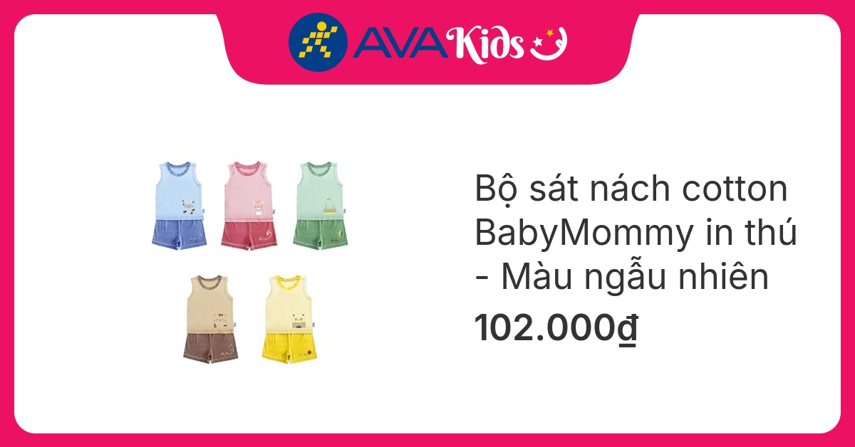 Bộ sát nách màu in thú BabyMommy hover