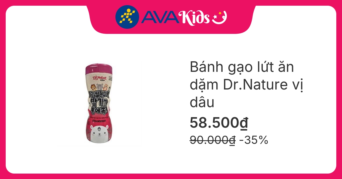 Bánh gạo lứt ăn dặm Dr.Nature vị dâu lon 35g (từ 6 tháng)