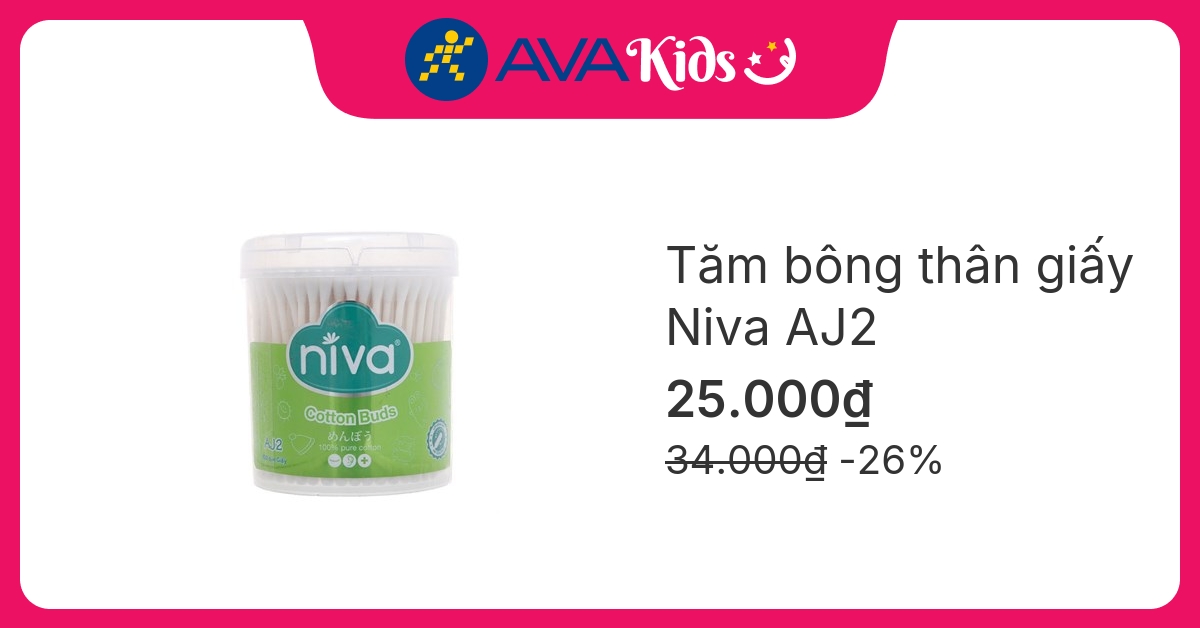 Tăm bông thân giấy Niva AJ2 đầu tròn và đầu xoắn hũ 200 cây