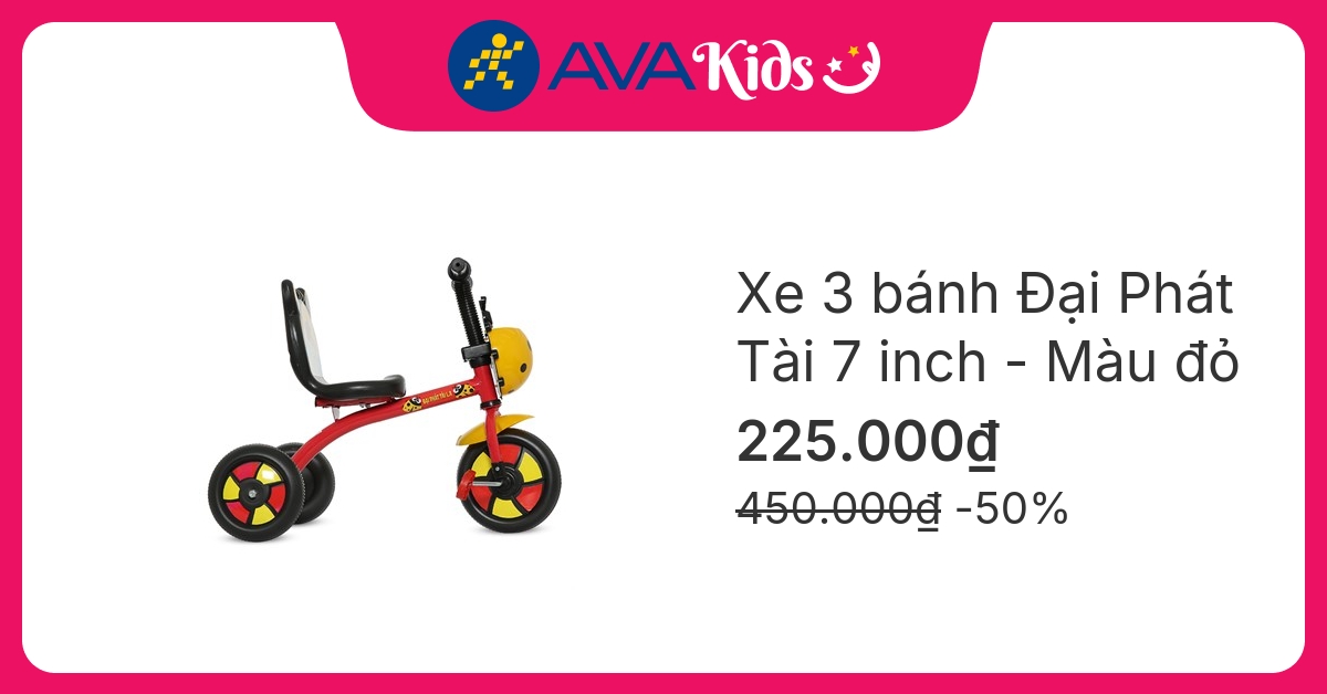 Xe 3 bánh Đại Phát Tài 7 inch - Màu đỏ