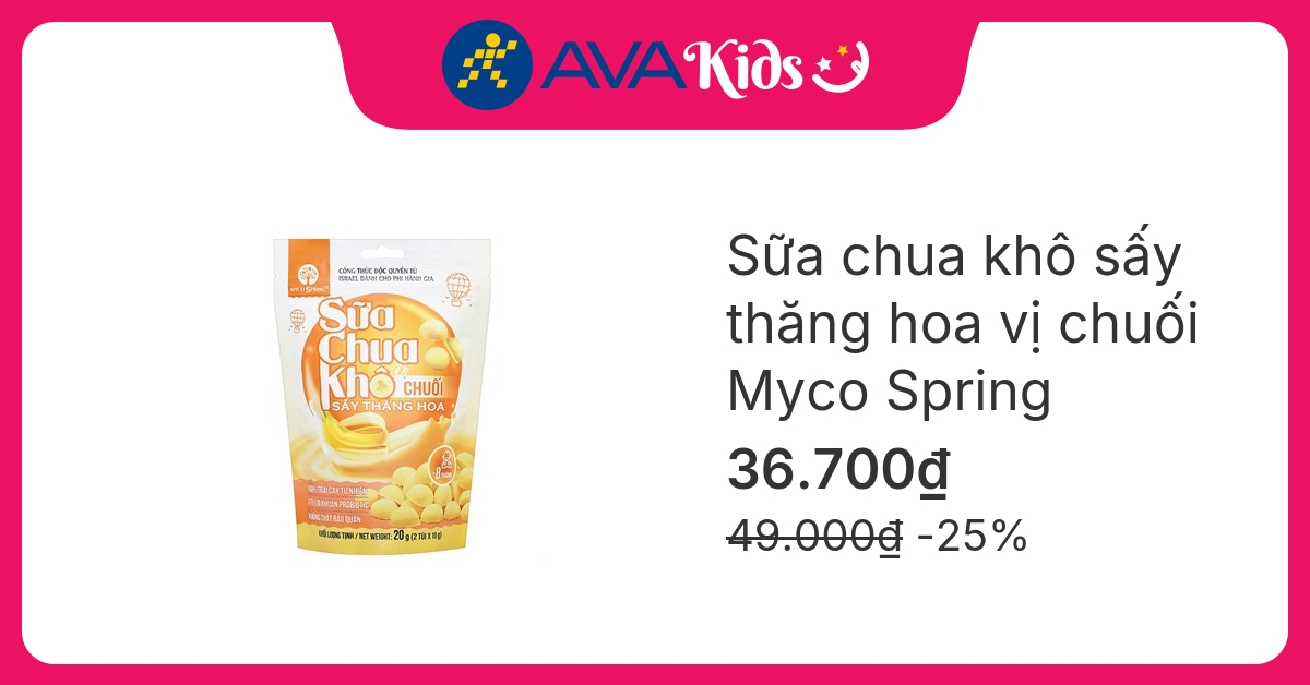 Sữa chua khô sấy thăng hoa vị chuối Myco Spring gói 20g (từ 8 tháng)