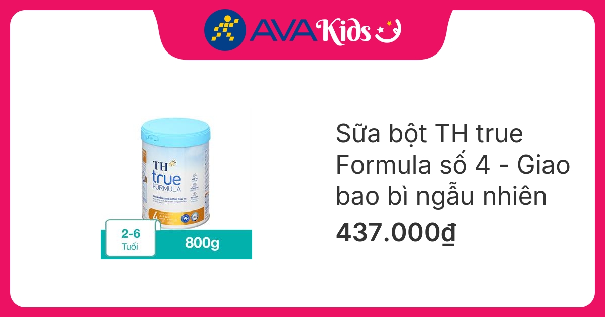 Sữa bột TH true Formula số 4 800g (2 - 6 tuổi) - Giao bao bì ngẫu nhiên