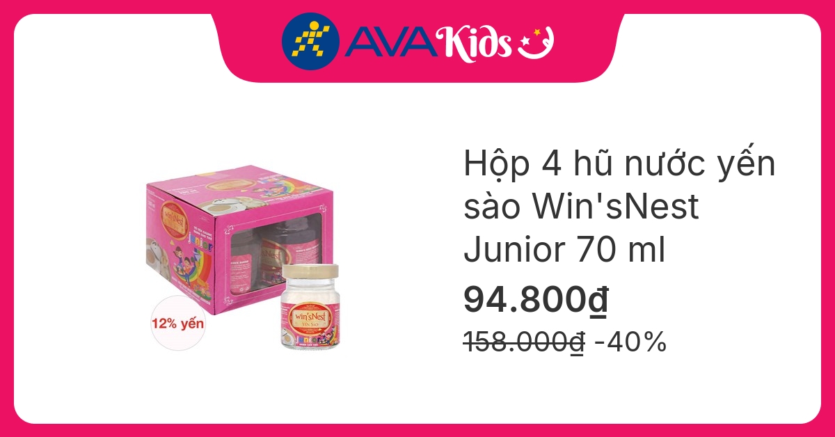 Hộp 4 hũ nước yến sào Win'sNest Junior 70 ml (từ 1 tuổi)