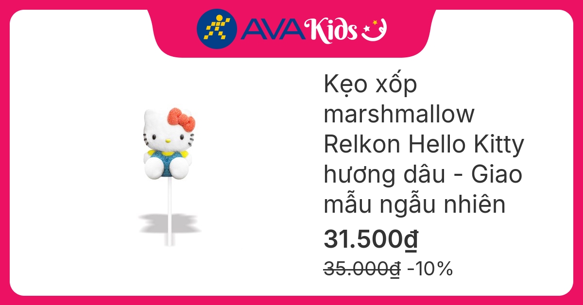 Kẹo xốp marshmallow Relkon Hello Kitty hương dâu que 45g (từ 3 tuổi) - Giao mẫu ngẫu nhiên