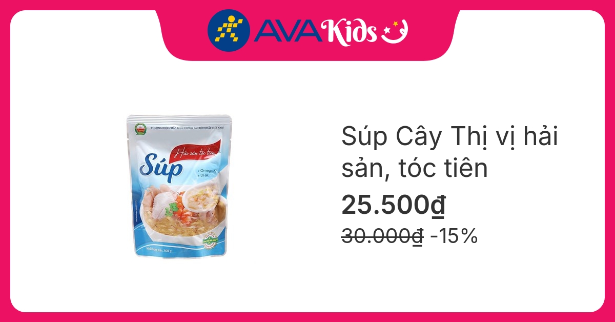 Súp Cây Thị vị hải sản, tóc tiên gói 260g (từ 1 tuổi) hover