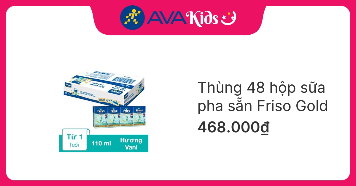 Thùng 48 hộp sữa pha sẵn Friso Gold hương vani 110 ml (từ 1 tuổi)