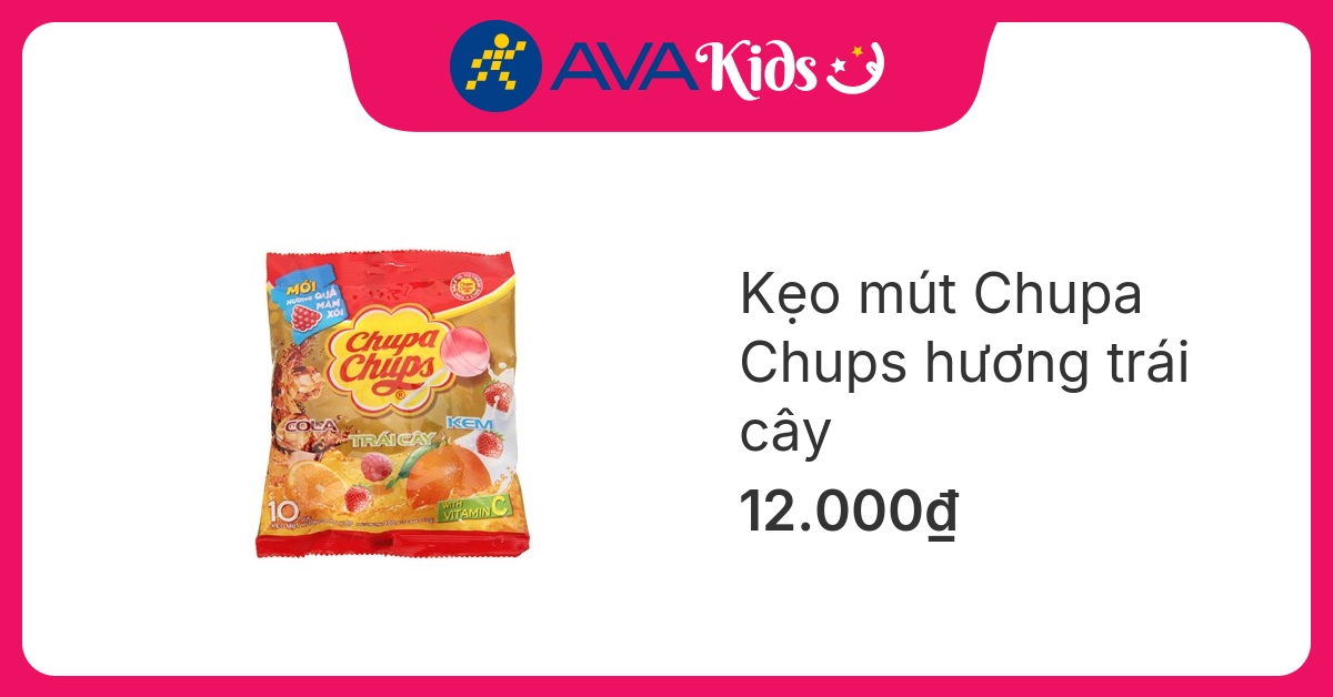 Kẹo mút Chupa Chups hương trái cây gói 100g (từ 5 tuổi)