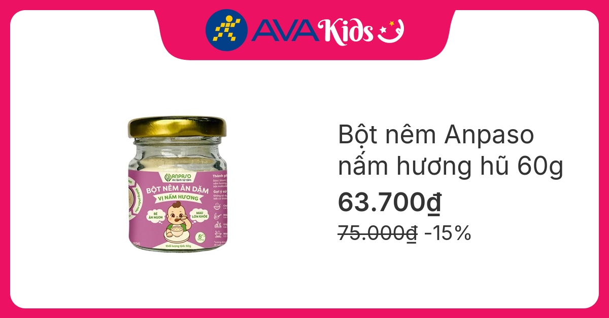 Hạt nêm Anpaso nấm hương hũ 60g hover