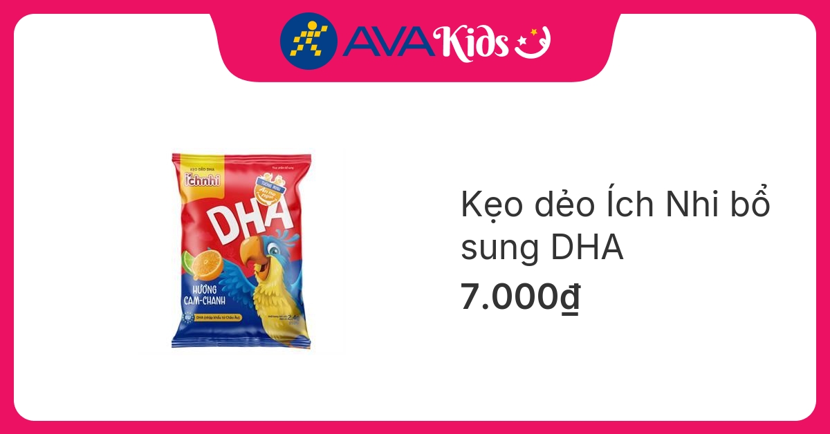 Kẹo dẻo Ích Nhi bổ sung DHA hương cam, chanh, 24g dạng viên (từ 2 tuổi) - Giao bao bì ngẫu nhiên