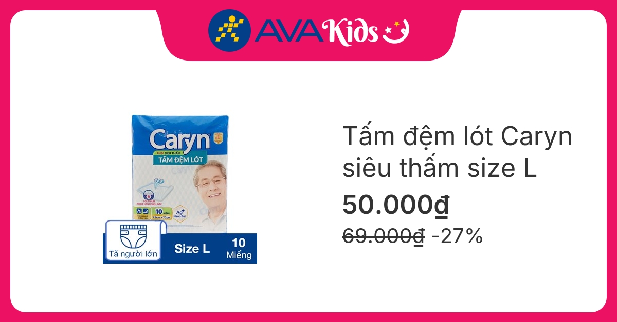 Tấm đệm lót Caryn siêu thấm size L 10 miếng