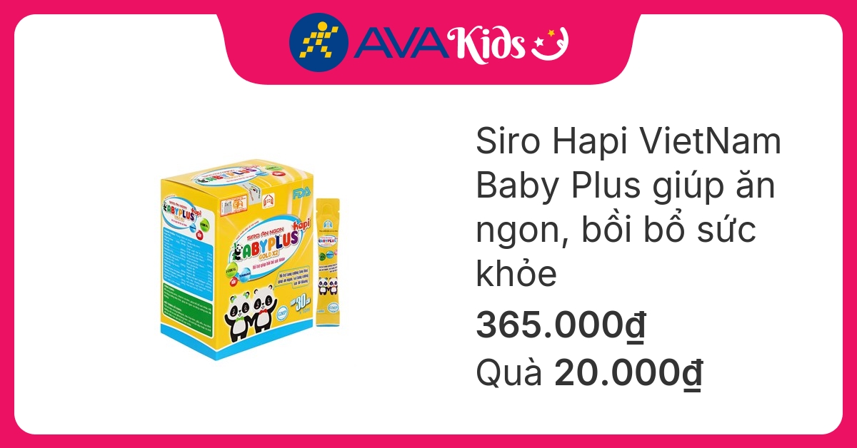 Siro Hapi VietNam Baby Plus giúp ăn ngon, bồi bổ sức khỏe hương hoa quả, 30 gói dạng uống (từ 6 tháng)