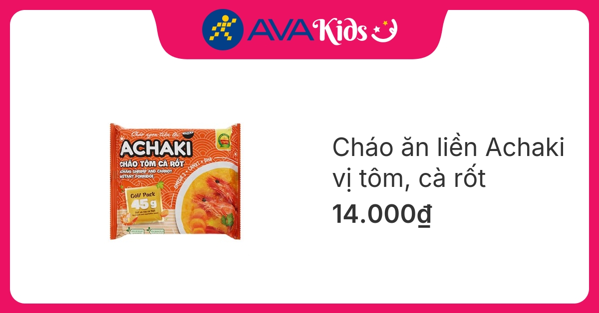 Cháo ăn liền Achaki vị tôm, cà rốt gói 72g (từ 1 tuổi) hover