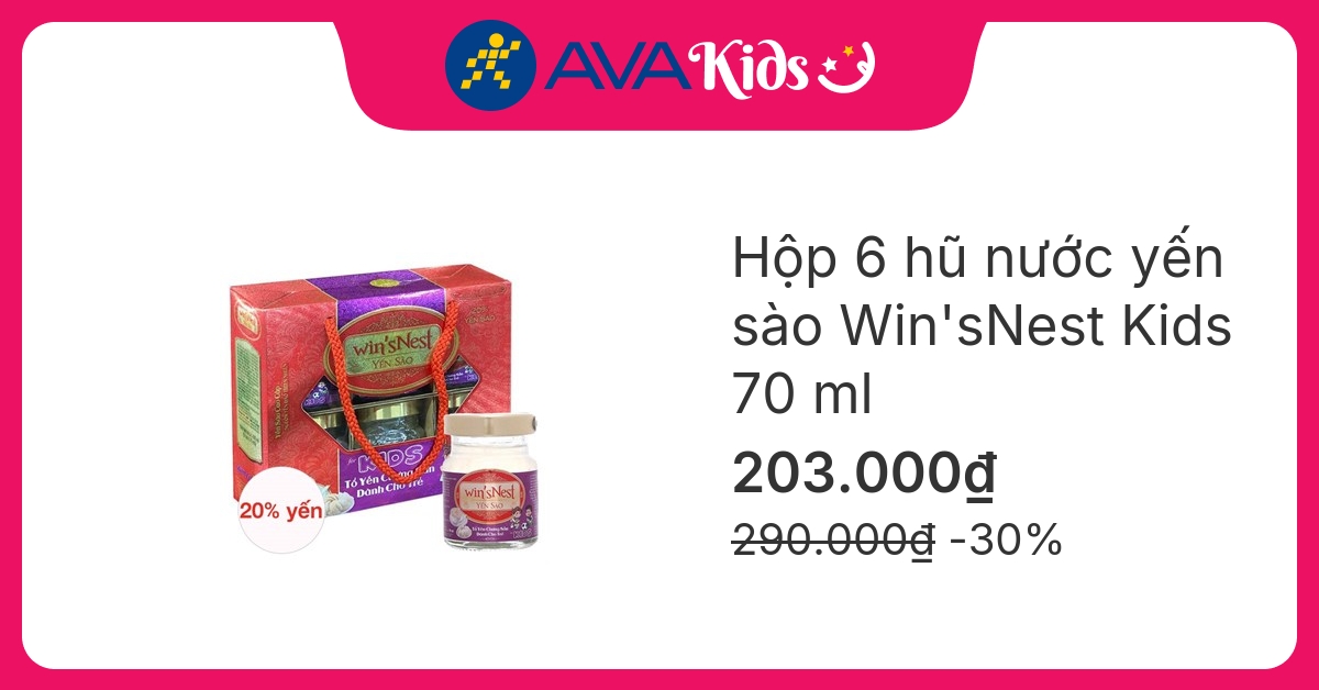 Hộp 6 hũ nước yến sào Win'sNest Kids 70 ml (từ 1 tuổi)