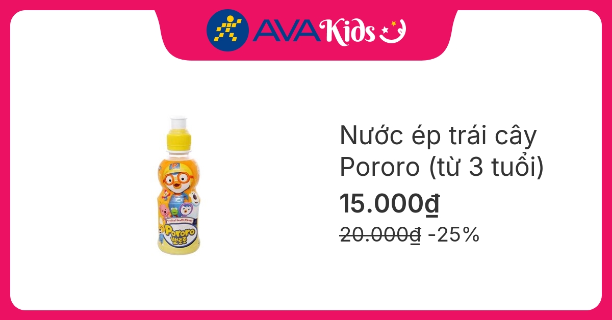 Nước ép trái cây Pororo vị trái cây 235 ml (từ 3 tuổi)