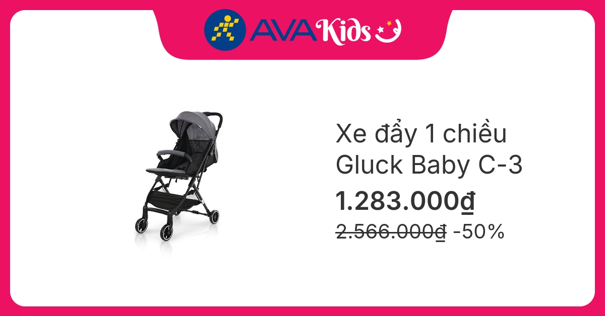 Xe đẩy 1 chiều gấp gọn Gluck Baby C-3 (0 - 5 tuổi) - Màu xám