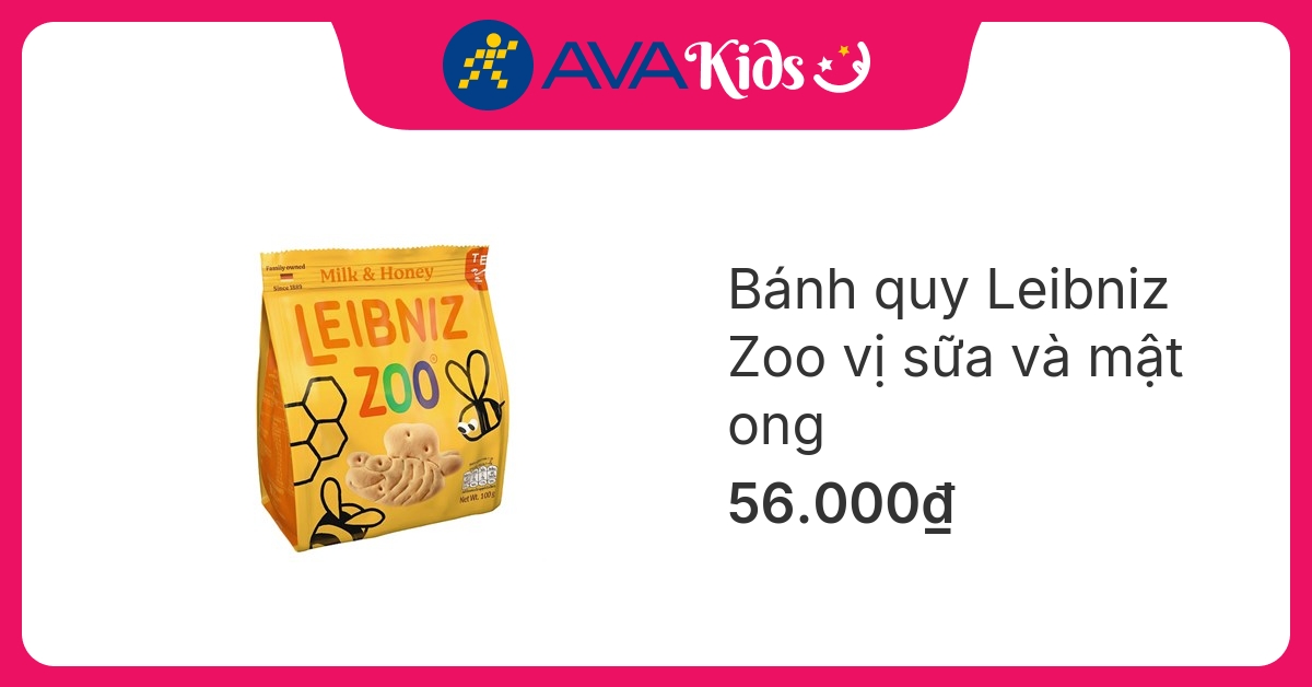 Bánh quy Leibniz Zoo vị sữa và mật ong gói 100g (từ 3 tuổi)