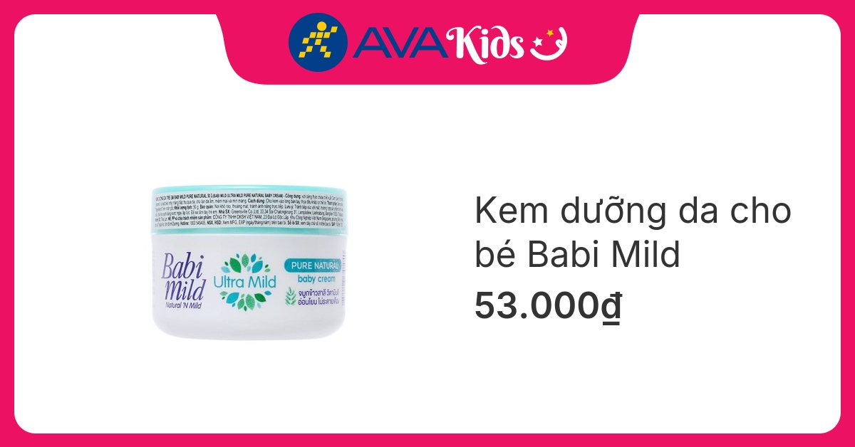 Kem dưỡng da cho bé Babi Mild Pure Natural 50g