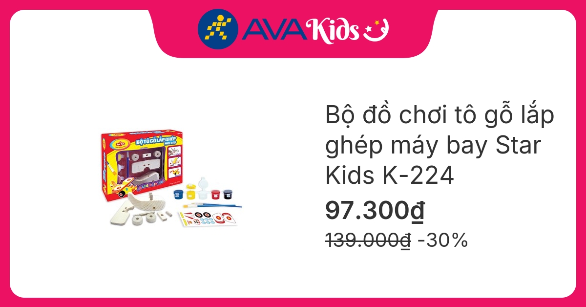 Bộ đồ chơi tô gỗ lắp ghép máy bay Star Kids K-224