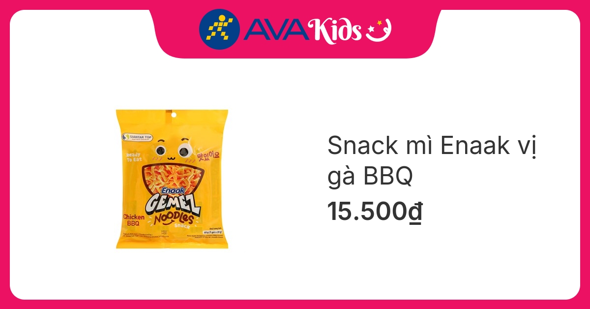 Snack mì Enaak vị gà BBQ 3 gói x 20g (từ 1 tuổi)