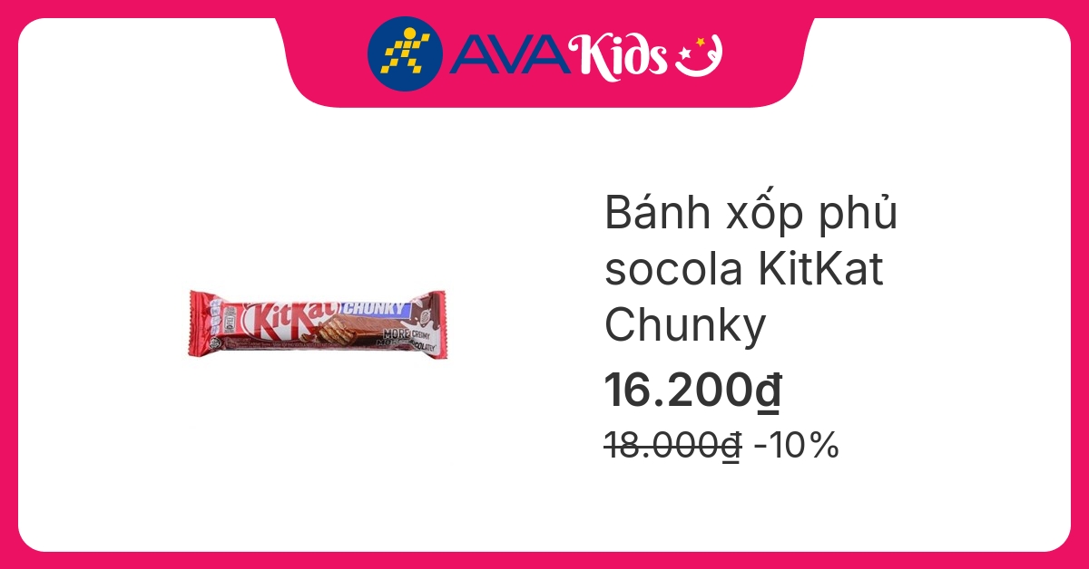 Bánh xốp phủ socola KitKat Chunky thanh 38g (từ 3 tuổi)