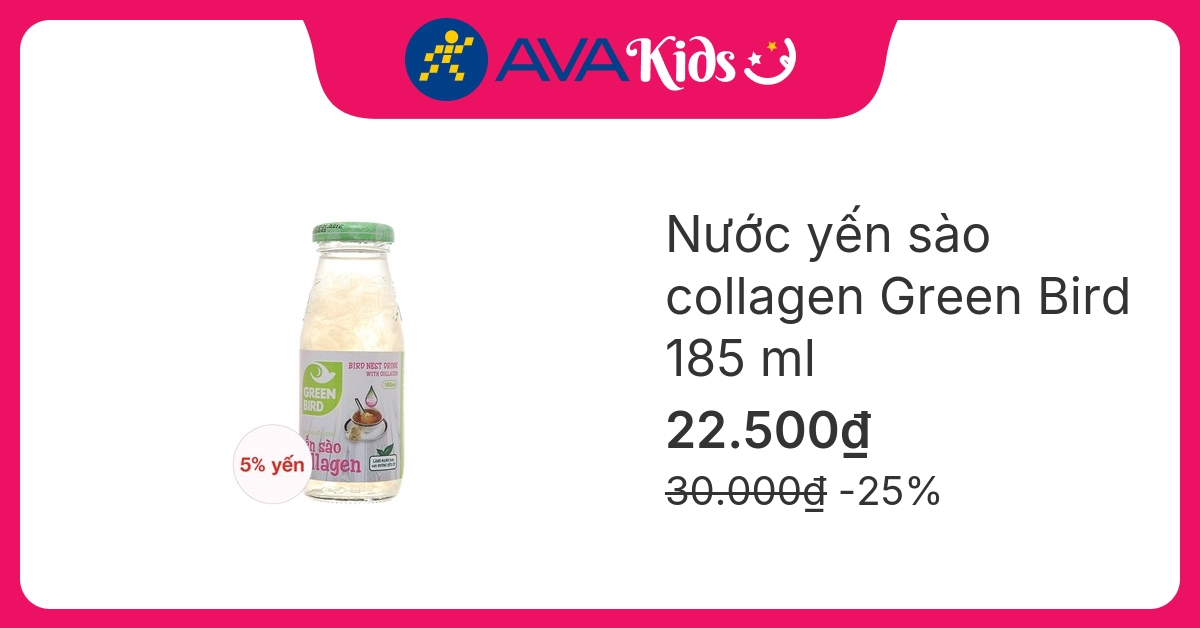 Nước yến sào collagen Green Bird 185 ml (từ 18 tuổi)