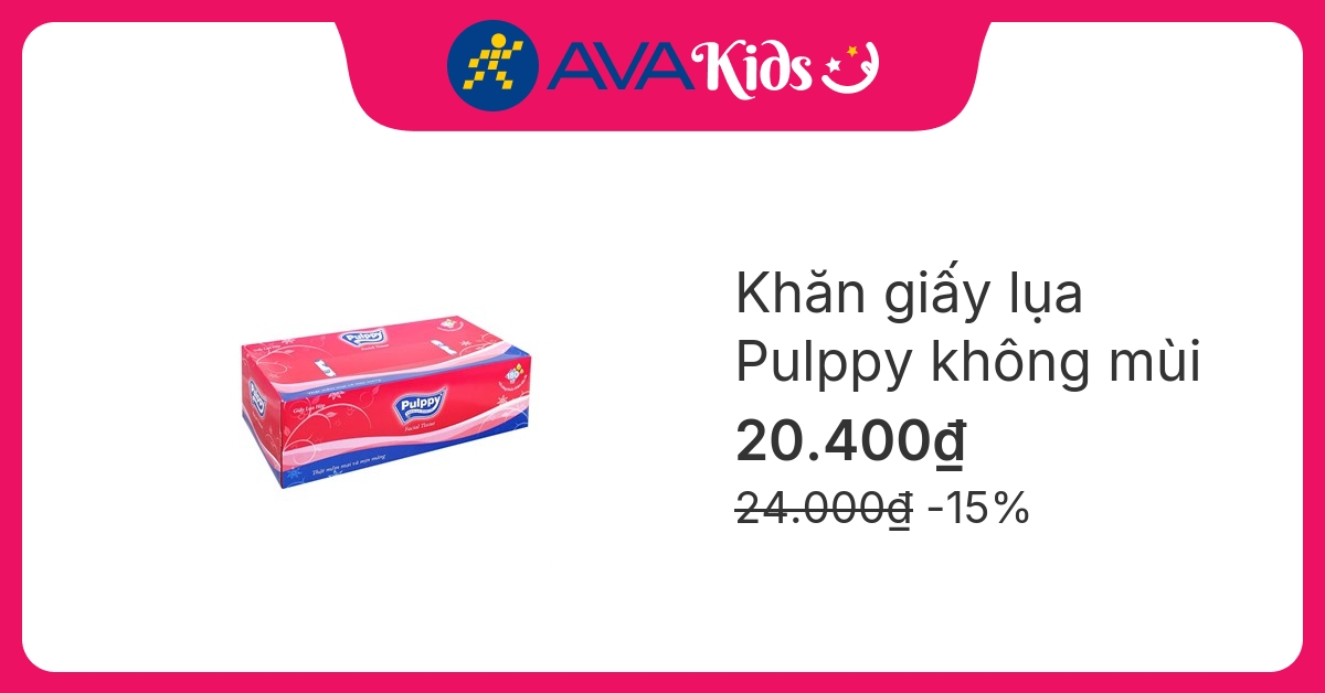 Hộp 180 tờ khăn giấy lụa Pulppy không mùi 2 lớp