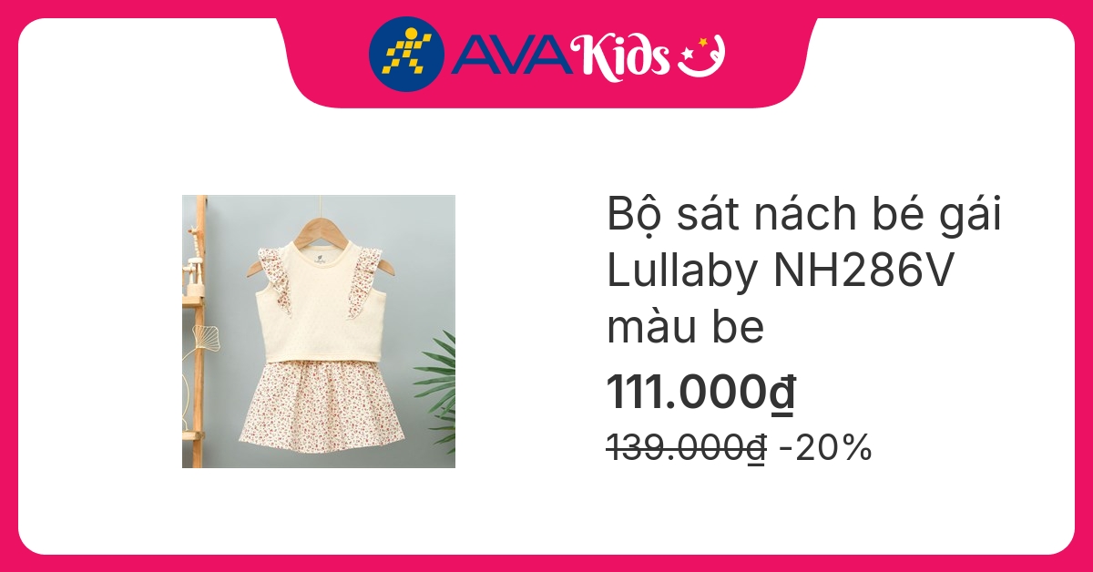 Bộ sát nách bé gái Lullaby NH286V màu be