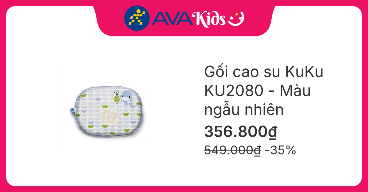 Gối KuKu KU2080 28x22.8x4.5 cm - Màu ngẫu nhiên (0 - 6 tháng)