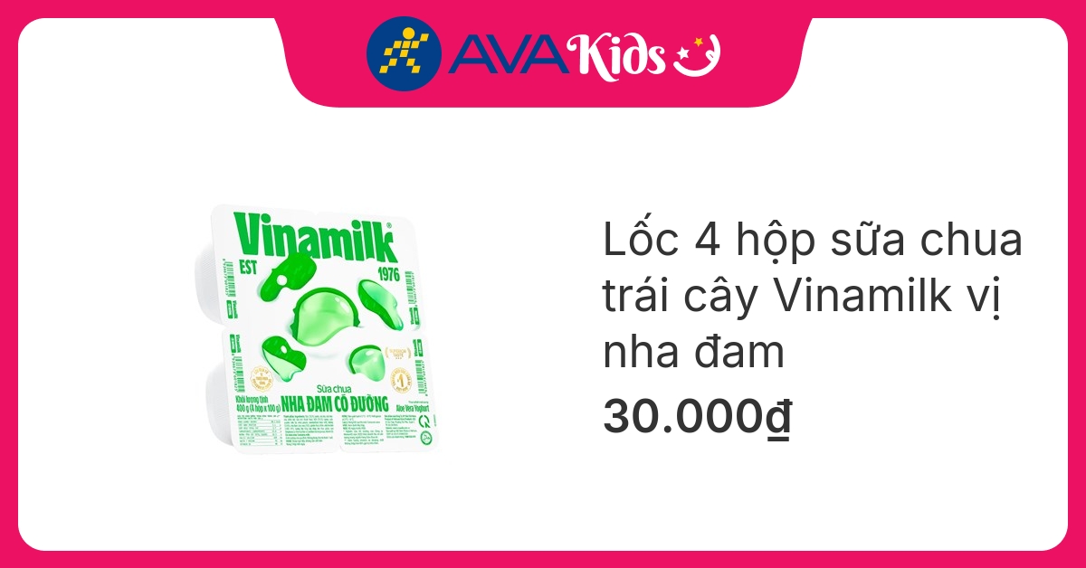 Lốc 4 hộp sữa chua trái cây Vinamilk vị nha đam 100g (từ 1 tuổi)