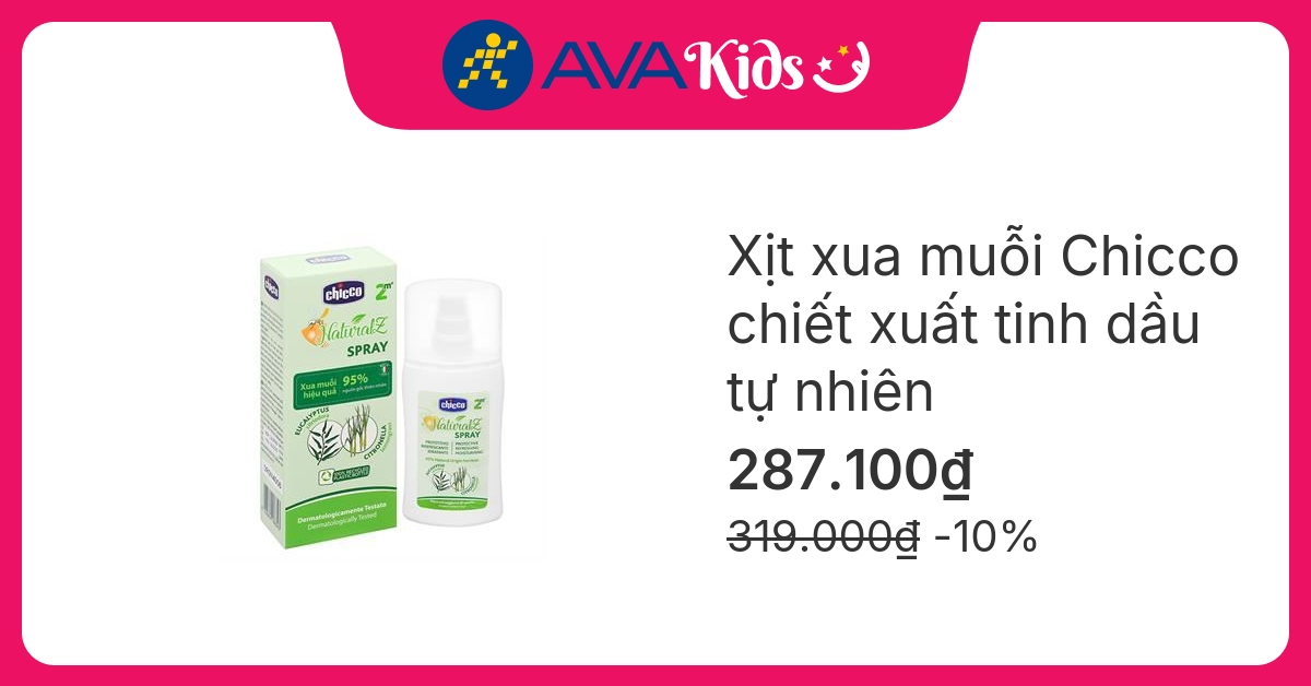 Xịt xua muỗi Chicco 100 ml chiết xuất tinh dầu tự nhiên (từ 2 tháng)
