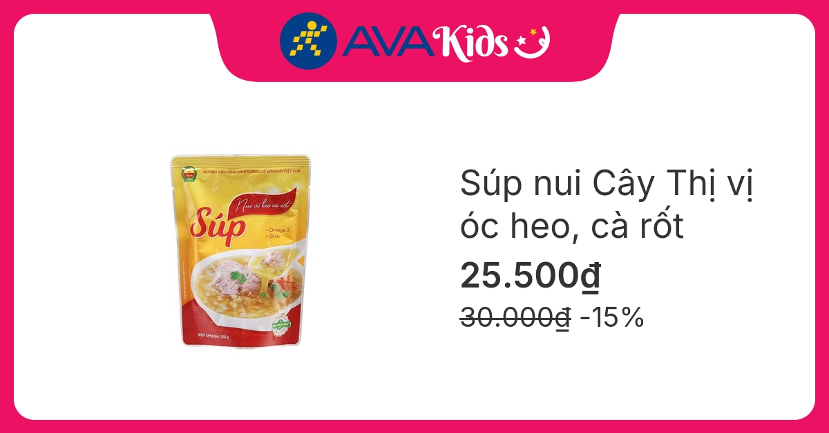 Súp nui Cây Thị vị óc heo, cà rốt gói 260g (từ 1 tuổi) hover