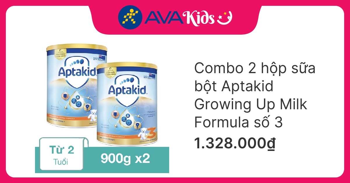 Combo 2 hộp sữa bột Aptakid Growing Up Milk Formula số 3 900g (từ 2 tuổi) hover