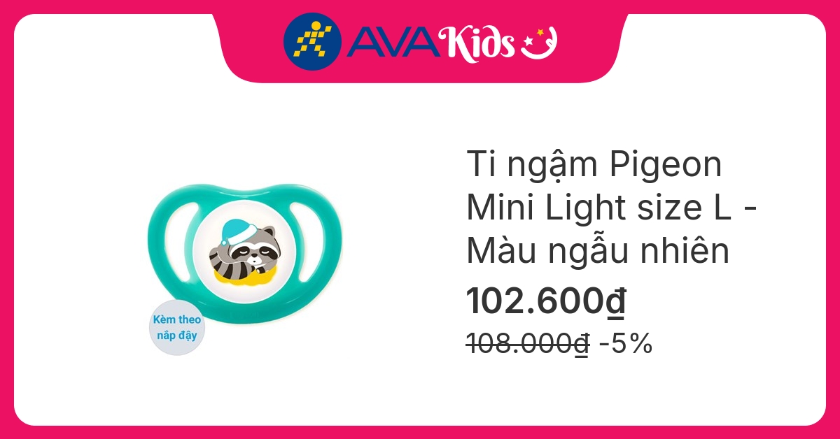 Ti ngậm Pigeon kèm nắp Mini Light size L (từ 12 tháng) - Màu ngẫu nhiên