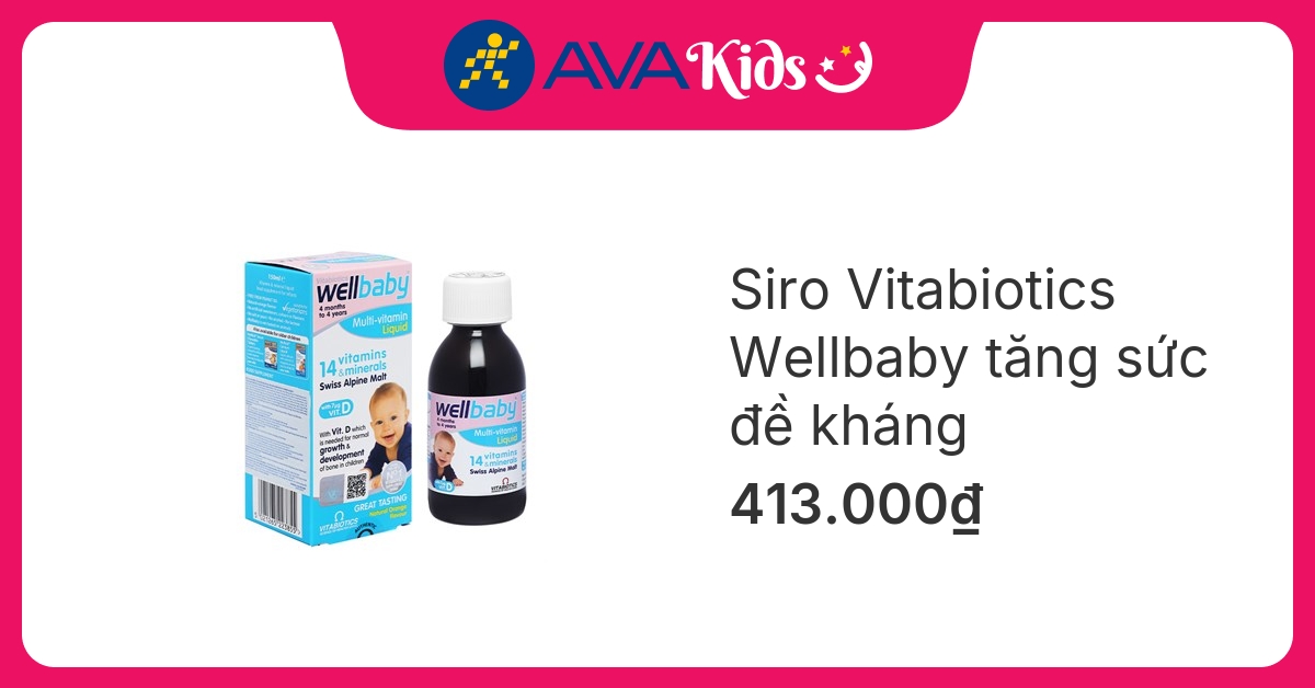 Siro Vitabiotics Wellbaby tăng sức đề kháng hương cam, 150 ml dạng uống (4 tháng - 4 tuổi)