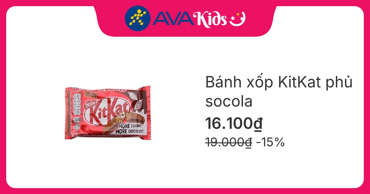 Bánh xốp KitKat phủ socola gói 35g (từ 3 tuổi)