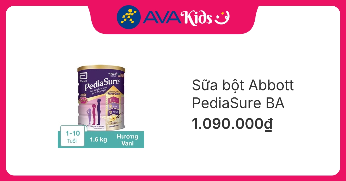 Sữa bột Abbott PediaSure BA hương vani 1.6 kg (1 - 10 tuổi)