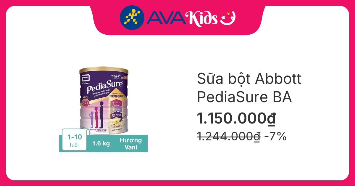 Sữa bột Abbott PediaSure BA hương vani 1.6 kg (1 - 10 tuổi)