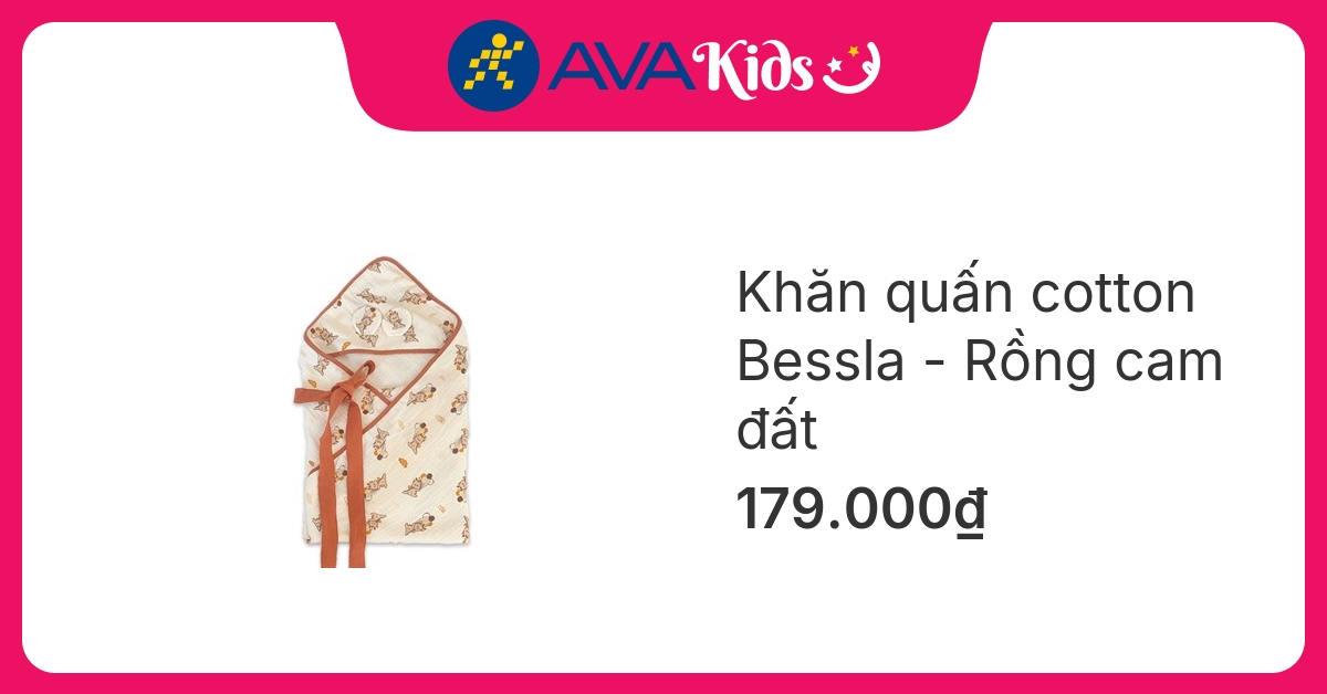 Khăn quấn cotton Bessla 70x70 cm - Rồng cam đất