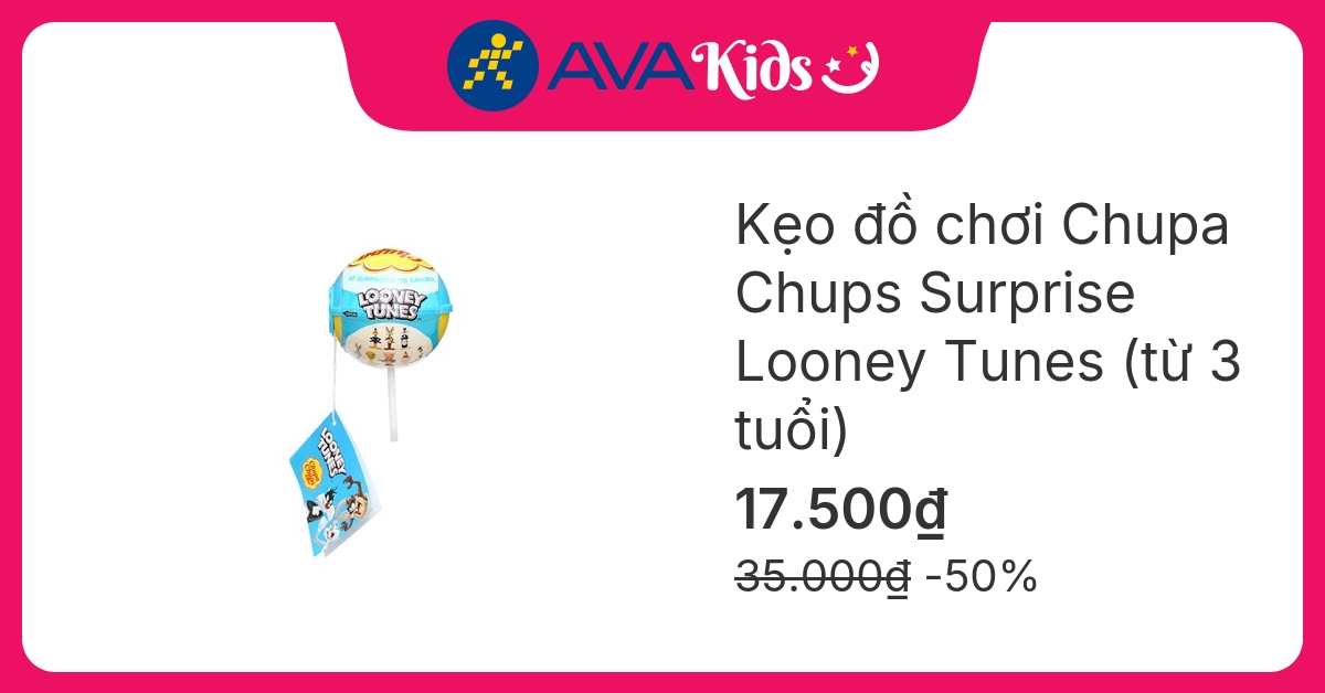 Kẹo đồ chơi Chupa Chups Surprise Looney Tunes hương dâu hộp 12g (từ 3 tuổi)