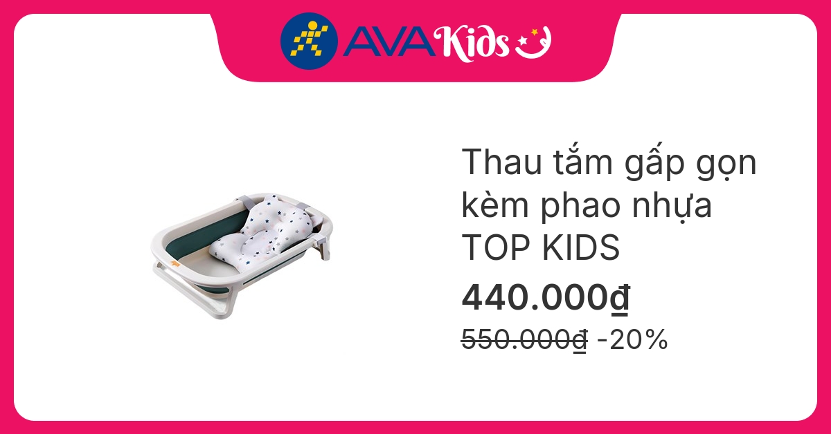 Thau tắm gấp gọn kèm phao TOP KIDS - Màu xanh