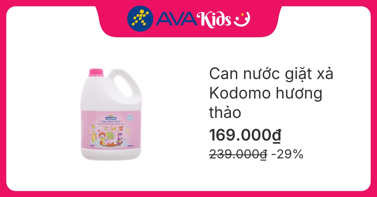 Nước giặt xả quần áo cho bé Kodomo Sweetie Care hương thảo can 3 lít