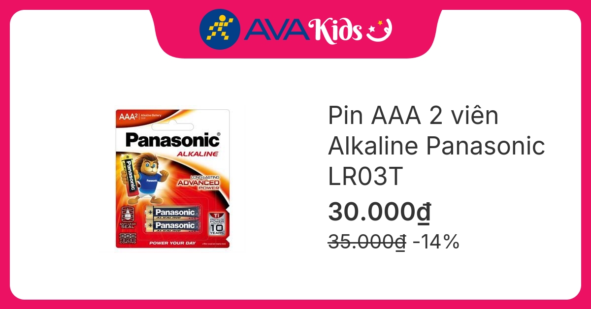 Pin AAA 2 viên Alkaline Panasonic LR03T