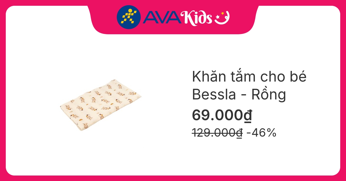 Khăn tắm cotton Bessla 2 lớp 90x100 cm - Rồng