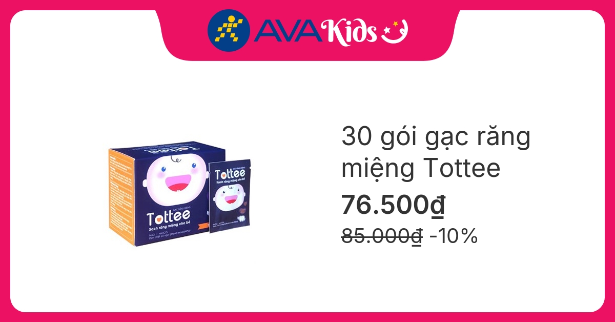 Gạc răng miệng cho bé Tottee hộp 30 gói (từ 0 tháng)
