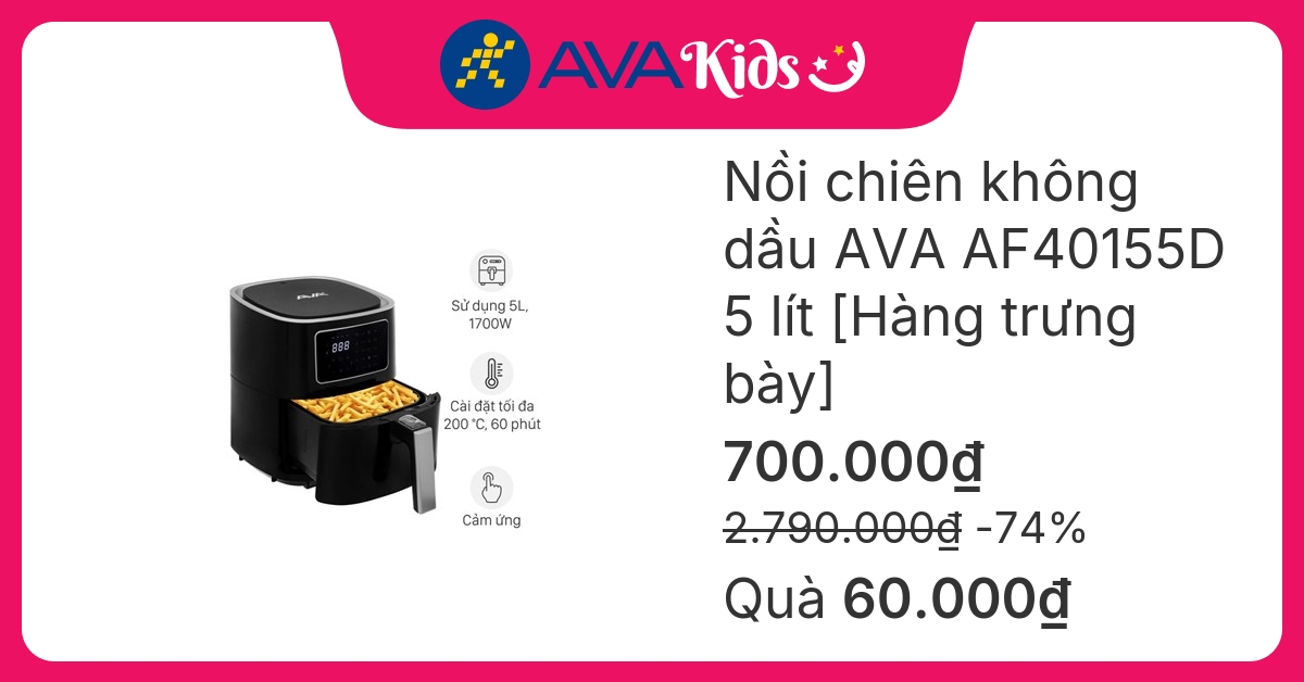 Nồi chiên không dầu AVA AF40155D 5 lít [Hàng trưng bày]