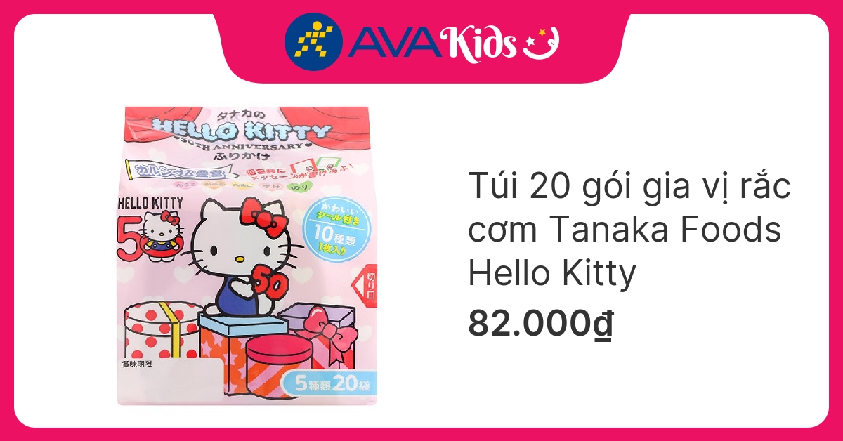 Gia vị rắc cơm 5 vị Tanaka Foods Hello Kitty túi 20 gói 40g (từ 1 tuổi) hover