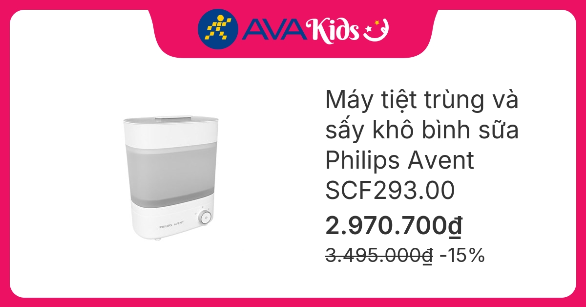 Máy tiệt trùng và sấy khô bình sữa Philips Avent SCF293.00